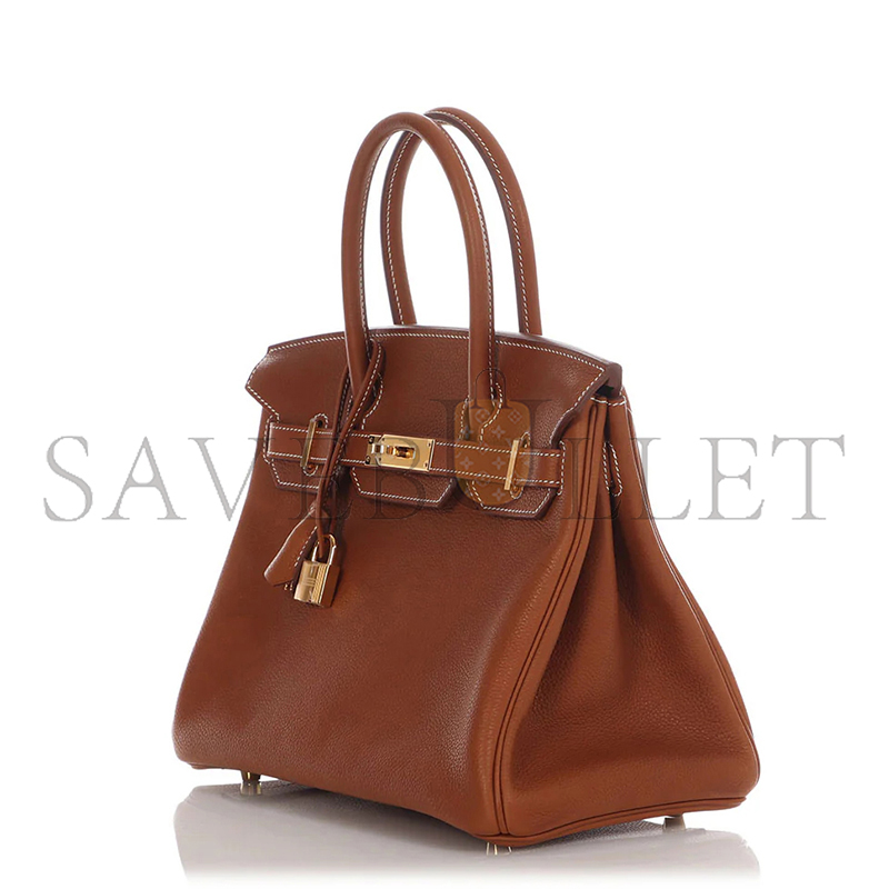 HERMES BIRKIN 30 FAUVE BARENIA GOLD HARDWARE (30*22*16cm)